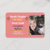 Professionele roze Dog Walker Pet Sitter Visitekaartje (Voorkant)