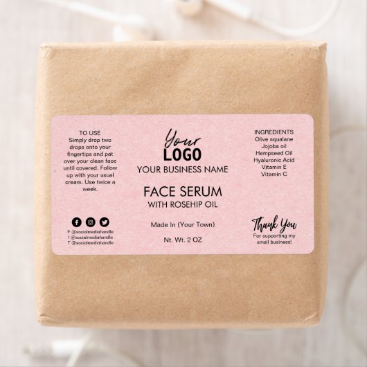 Professionele roze druppelflessolie Serum Etiket (Insitu)