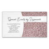Professionele Roze Faux Glitter Custom Magnetisch Visitekaartje (Voorkant)