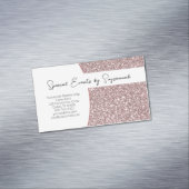Professionele Roze Faux Glitter Custom Magnetisch Visitekaartje (Voorbeeld)