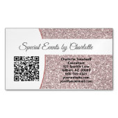 Professionele roze Faux Glitter Custom QR Code Magnetisch Visitekaartje (Voorkant)