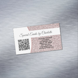 Professionele roze Faux Glitter Custom QR Code Magnetisch Visitekaartje