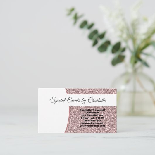 Professionele roze Faux Glitter FRONT Blank Terug Visitekaartje (Staand voorkant)