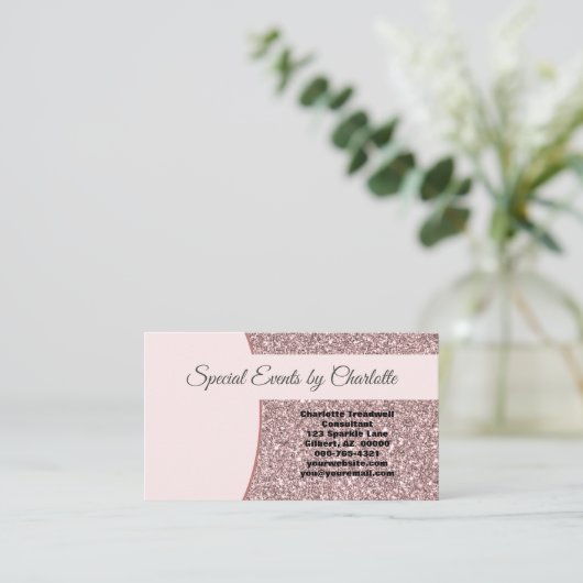 Professionele roze Faux Glitter FRONT Blank Terug Visitekaartje (Staand voorkant)