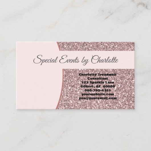 Professionele roze Faux Glitter FRONT Blank Terug Visitekaartje (Voorkant)