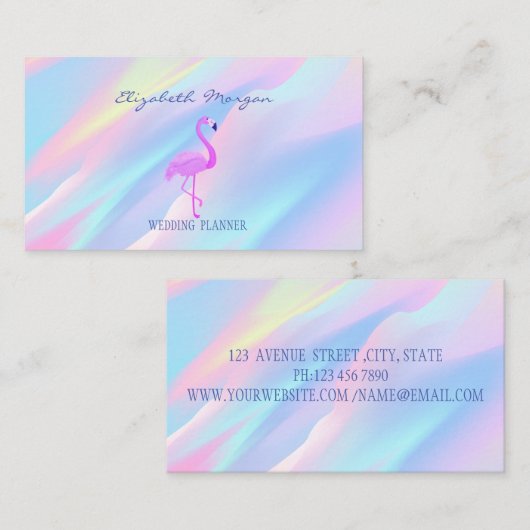 Professionele Roze Flamingo, Holografisch Abstract Visitekaartje (Voorkant / Achterkant)