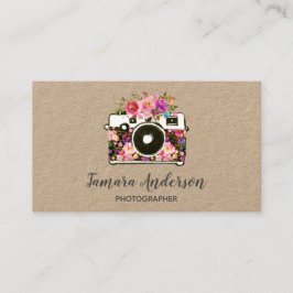 Professionele roze Floral Camera Fotograaf Kraft Visitekaartje