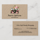 Professionele roze Floral Camera Fotograaf Kraft Visitekaartje (Voorkant / Achterkant)
