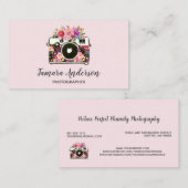 Professionele roze Floral Camera Fotograaf Roze Visitekaartje (Voorkant / Achterkant)