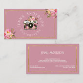 Professionele roze, Floral camera fotograaf Visitekaartje (Voorkant / Achterkant)