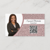 Professionele roze Glitter Custom Photo QR Code Visitekaartje (Voorkant)
