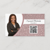 Professionele roze Glitter Custom Photo QR Code Visitekaartje (Voorkant)