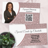 Professionele roze Glitter Custom Photo QR Code Visitekaartje