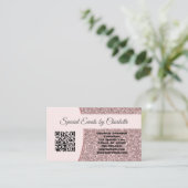 Professionele roze Glitter Custom QR Code Visitekaartje (Staand voorkant)