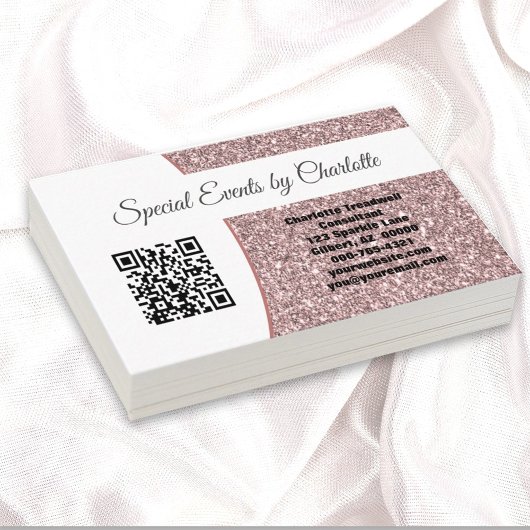 Professionele roze Glitter Custom QR Code Visitekaartje