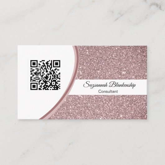 Professionele roze Glitter QR-code Sjabloon Visitekaartje (Voorkant)