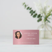 Professionele Roze Goud Foto QR Code Kapper Visitekaartje (Staand voorkant)