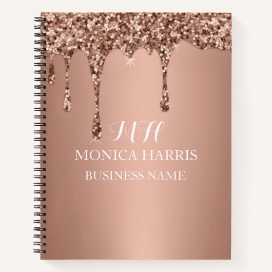 Professionele Roze Gouden Glitter Monogram Initiaa Notitieboek (Voorkant)