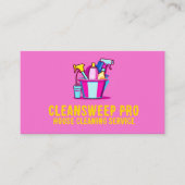 Professionele Roze Huishoudster Maid Service Logo Visitekaartje (Voorkant)