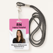 Professionele roze ID Fotobadge met streepjescode Badge (Voorkant met draagriem)