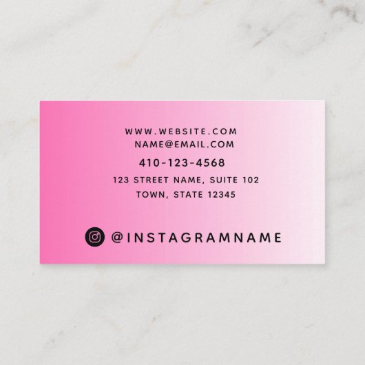 Professionele roze Kaarten voor het afschrijven va Visitekaartje (Achterkant)