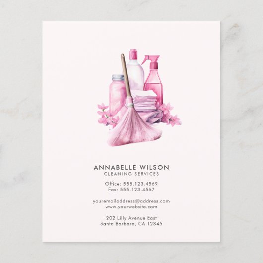 Professionele Roze Meid & Huis Schoonmakende Zaken Flyer (Achterkant)
