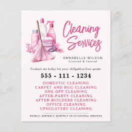Professionele Roze Meid & Huis Schoonmakende Zaken Flyer