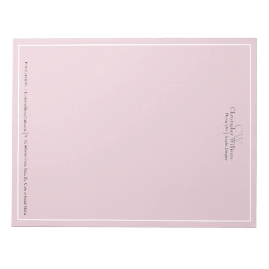 Professionele roze minimalist notitieblok (Voorkant)