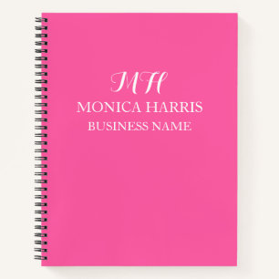 Professionele Roze Monogram Eerste Zakelijke Notitieboek