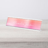 Professionele Roze Ombre Folie Modern Girly Bureau Naambordje (Voorkant)