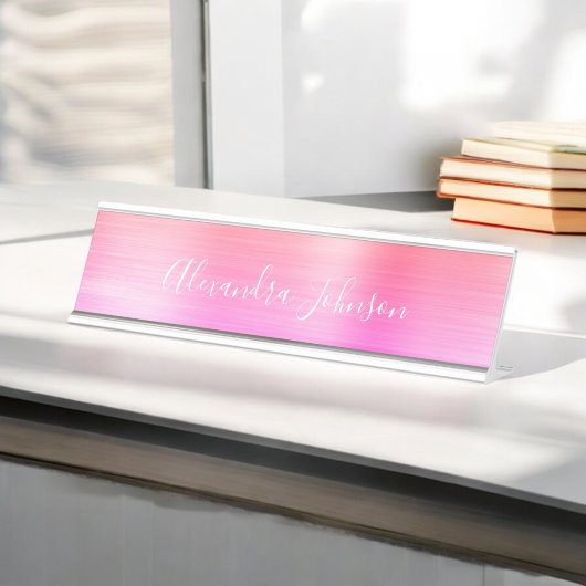 Professionele Roze Ombre Folie Modern Girly Bureau Naambordje