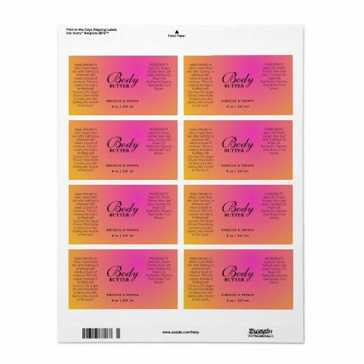 Professionele roze Oranje lichaamsletter labels (Full Sheet)