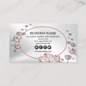 Professionele roze perzik glanzende harten geometr visitekaartje (Achterkant)