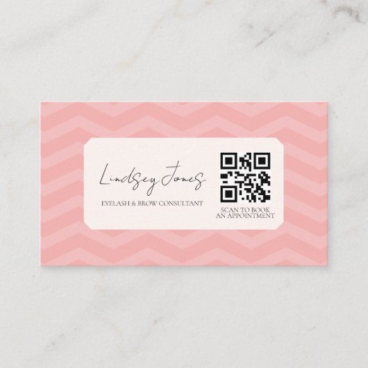 Professionele roze QR-code scan om te boeken Visitekaartje (Voorkant)