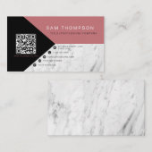 Professionele roze QR-code voor roze marmeren Mode Contactkaartje (Voorkant / Achterkant)