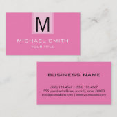 Professionele roze Solid Color Monogram Visitekaartje (Voorkant / Achterkant)