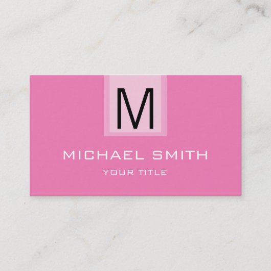 Professionele roze Solid Color Monogram Visitekaartje (Voorkant)