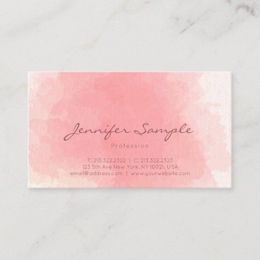 Professionele roze Waterverf Art Plain Matte Visitekaartje (Voorkant)