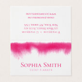 Professionele roze waterverf Trendy Event Planner Visitekaartje (Buitenkant ongevouwen)