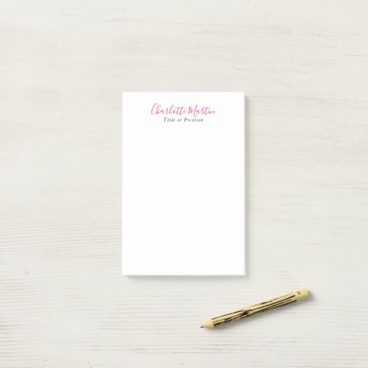 Professionele Roze Witte Manager Consultant Chef Post-it® Notes (Op bureau)