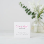Professionele Roze Witte Manager Consultant Chef Vierkante Visitekaartje (Staand voorkant)