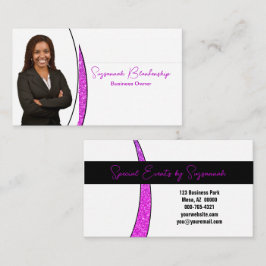 Professionele roze zilver van faux glitter foto QR Visitekaartje