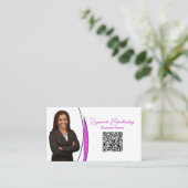 Professionele roze zilver van faux glitter foto QR Visitekaartje (Staand voorkant)