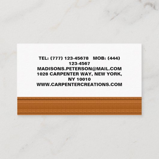 professionele rustieke houten timmerbouw visitekaartje (Achterkant)