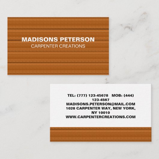 professionele rustieke houten timmerbouw visitekaartje (Voorkant / Achterkant)