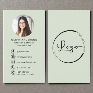Professionele Sage Groene Foto Logo Social Media Visitekaartje