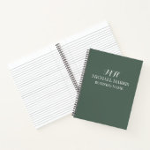 Professionele saliegroene monogram beginletter zak notitieboek (Binnen)