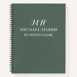 Professionele saliegroene monogram beginletter zak notitieboek