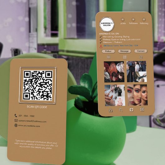 Professionele Salon Tan Brown Beige Schattige Inst Visitekaartje