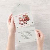 Professionele Santa Visitekaartje Mail Mr&Mrs Clau All In One Uitnodiging (Afscheurbaar)